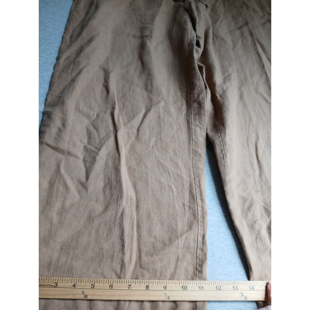 Eileen Fisher Pants Medium 100 Linen Wide Leg Beach Resort Lagenlook Pull On - Picture 2 of 12